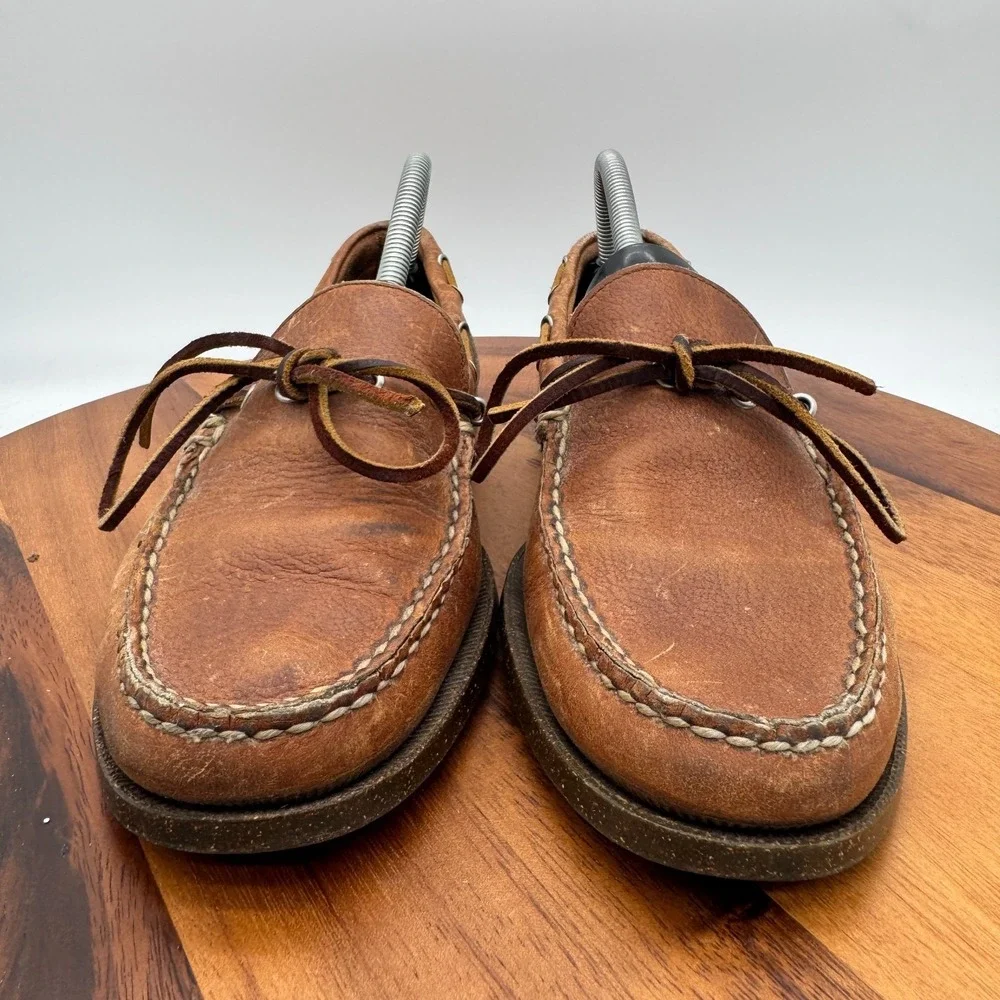 Allen Edmonds Northland Brown Leather Boat Shoes Mens Size 8.5 Handmade